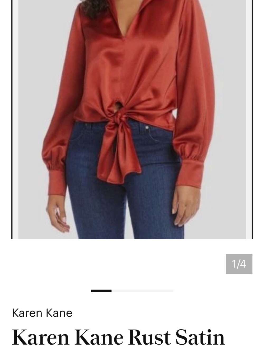 Karen Kane Satin Tie-Front Blouse in Rust